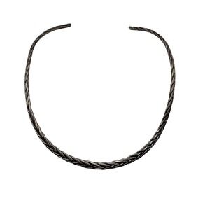 Sterling Silver 925 Braided Woven Torque Collar Necklace 6.4mm 35g 15.5in Open